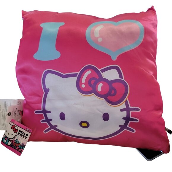 Sanrio Hello Kitty Pink I Love Hello Kitty Cute Decorative Throw Pillow - Picture 1 of 3